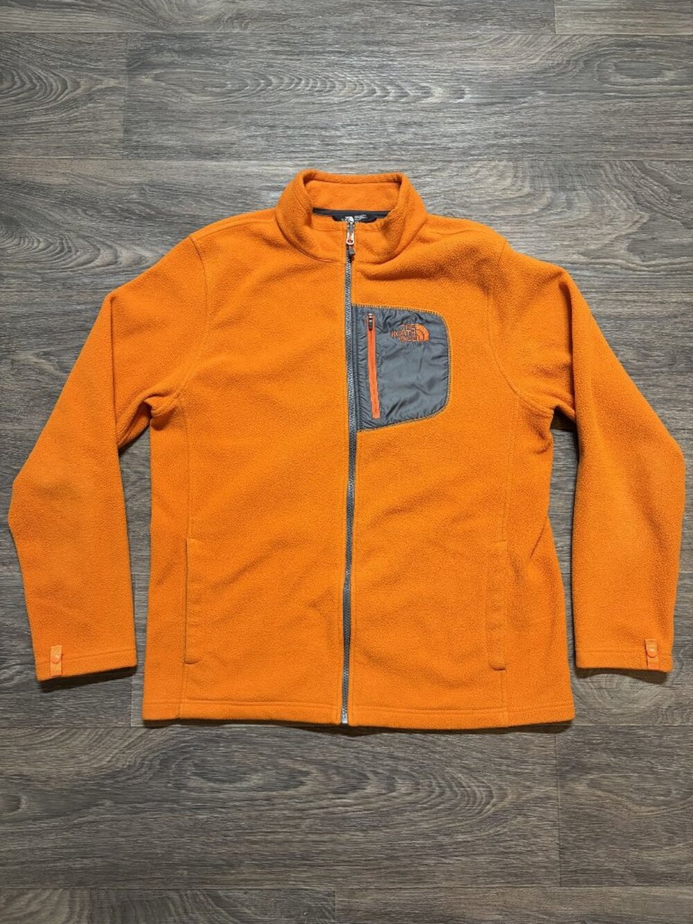 North Face Orange Fleece Jacket Large Full Zip Warm Hiking Outdoor Gorpcore Y2K